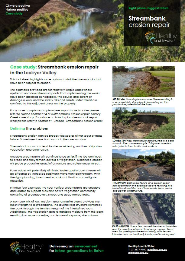 Erosion - Streambank repair - Case study - Lockyer